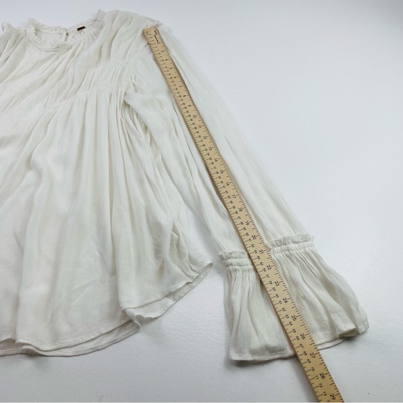 Free People Kelsey Top In White Bell Sleeves Flowy Silhouette Women Size Large - Picture 9 of 13